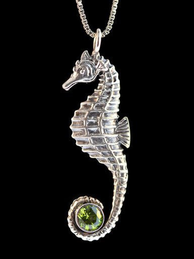 Seahorse With Gemstone - Silver