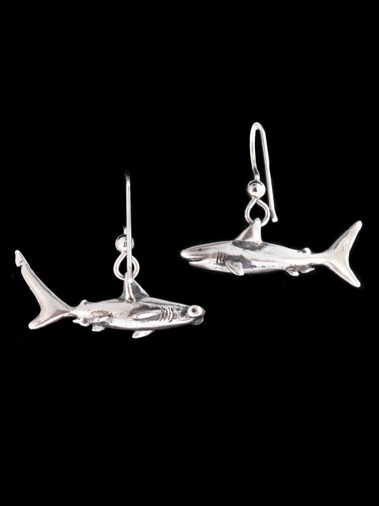 Shark Earrings in Silver