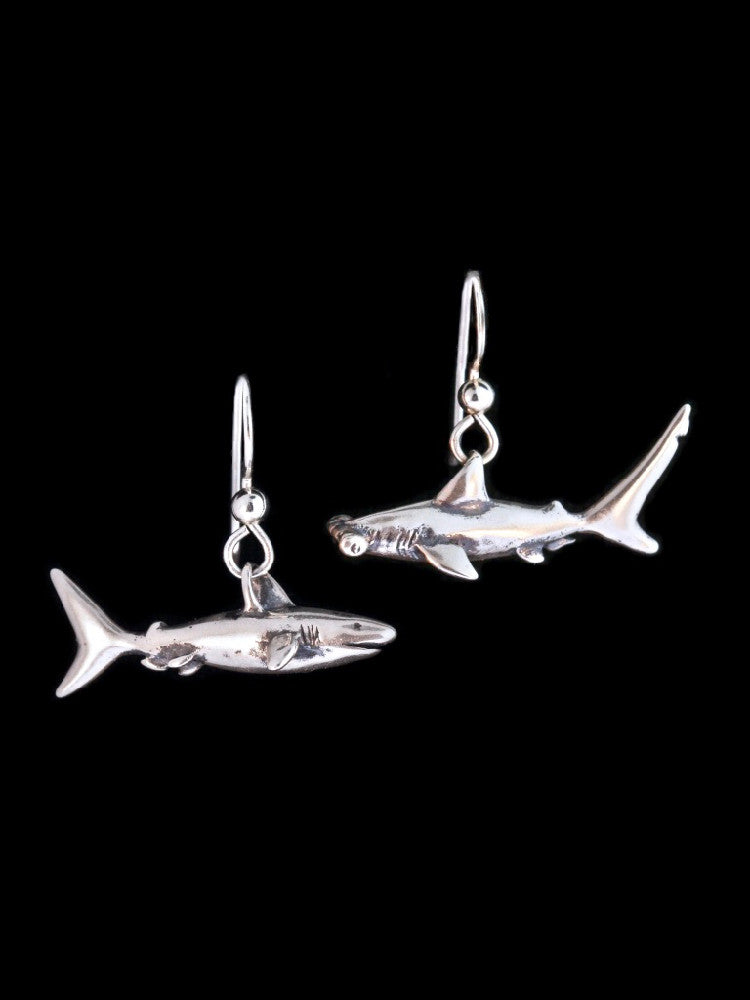 Shark Earrings in Silver