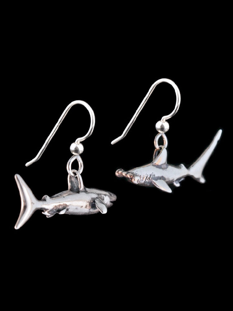 Shark Earrings in Silver