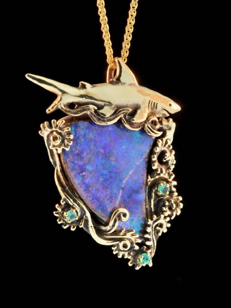 Shark Grotto Opal 18K Pendant