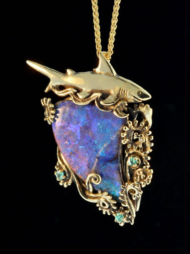 Shark Grotto Opal 18K Pendant