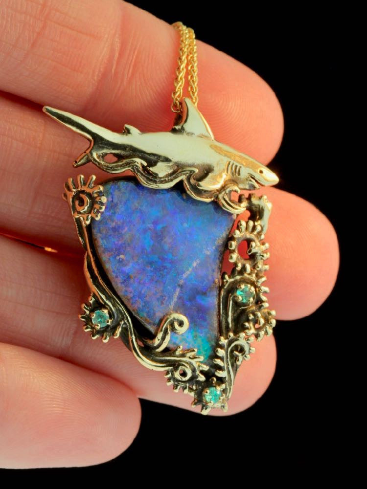 Shark Grotto Opal 18K Pendant