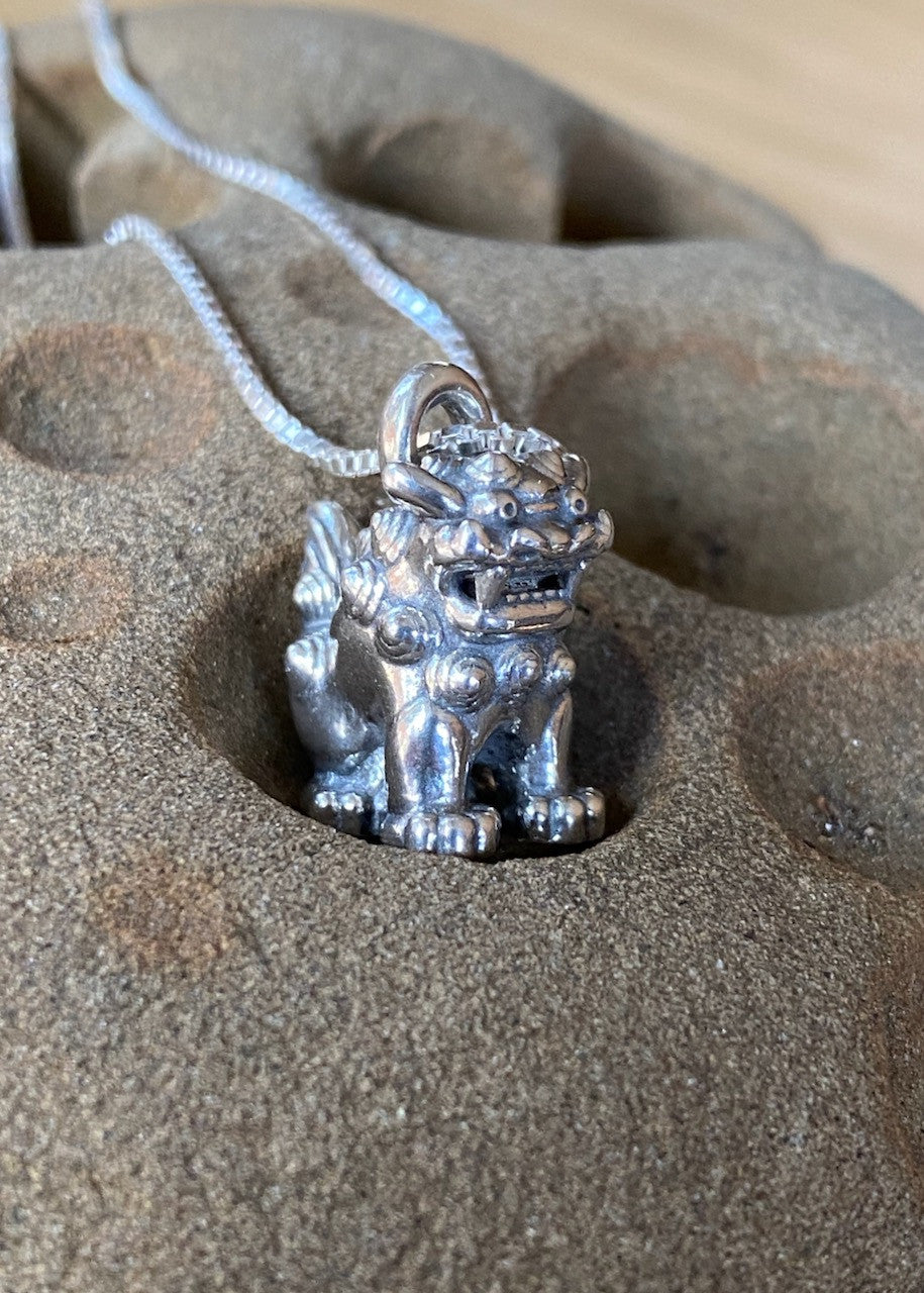 Okinawan Shisa Guardian Charm - Silver