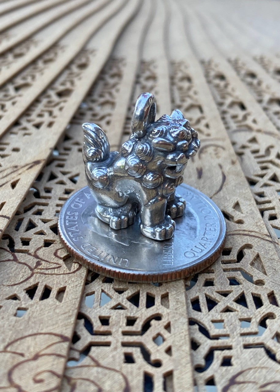 Okinawan Shisa Guardian Charm - Silver
