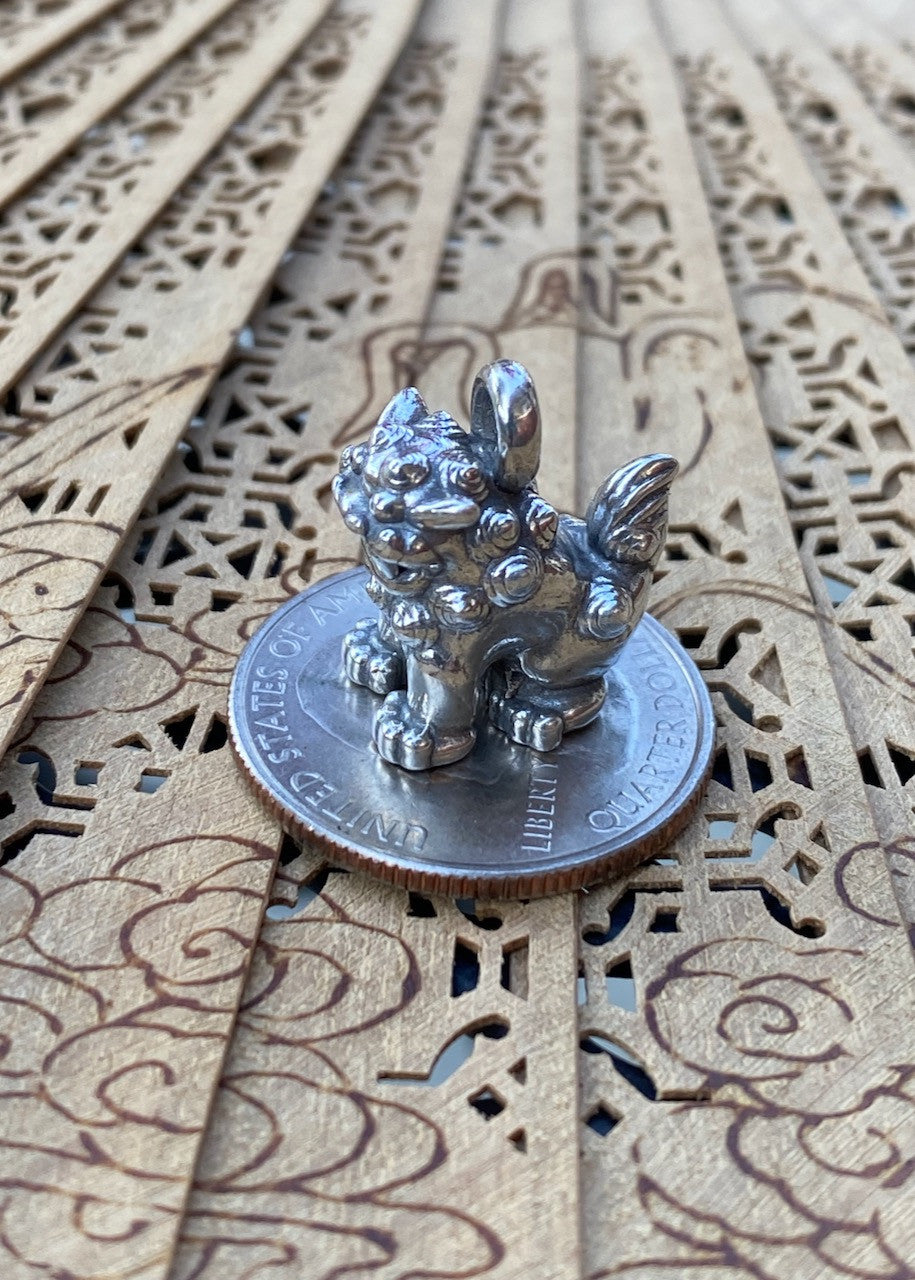 Okinawan Shisa Guardian Charm - Silver