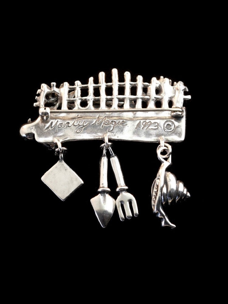 Garden Charm Pin with Snail - Silver