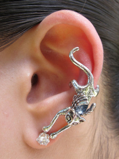 Angel Kitty Ear Cuff - Silver