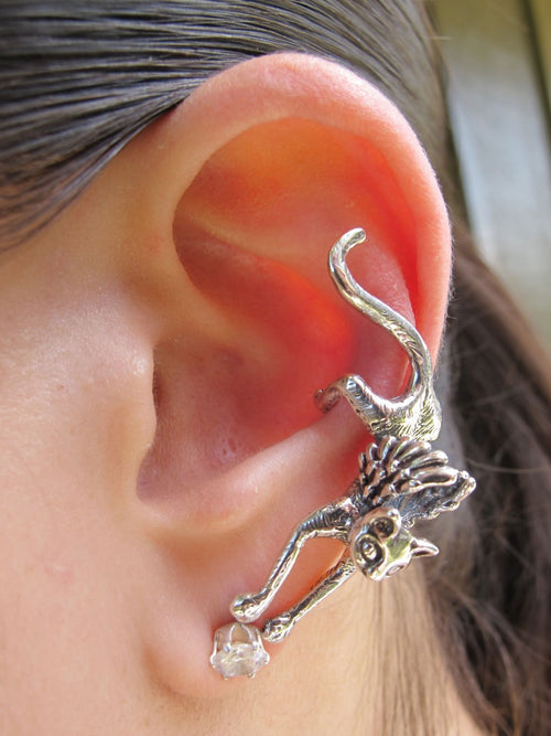 Angel Kitty Ear Cuff in Silver