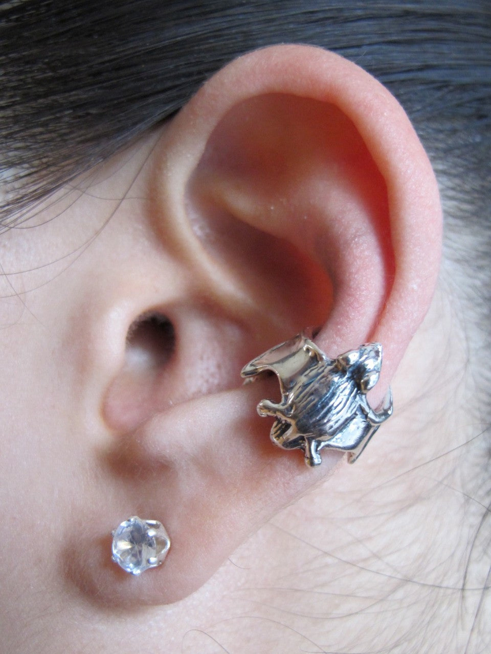 Bat Ear Cuff in Silver