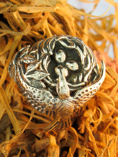 Bird and Bird Nest Ring - Sterling Silver Version
