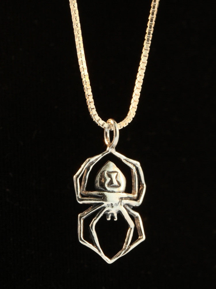 Black Widow Spider Charm - Silver