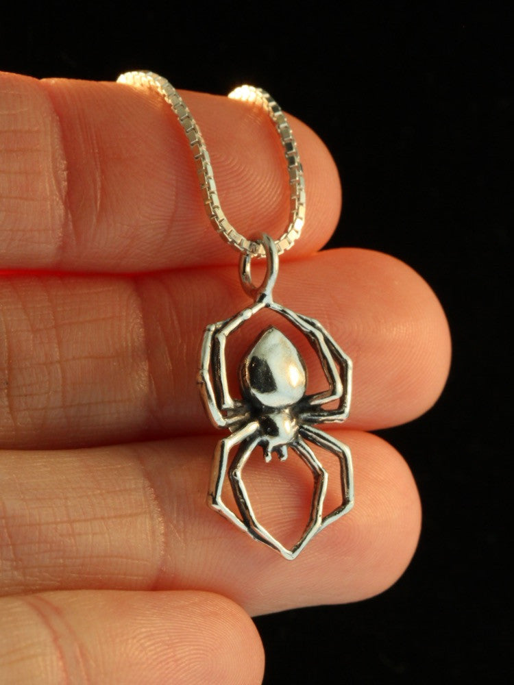 Black Widow Spider Charm - Silver