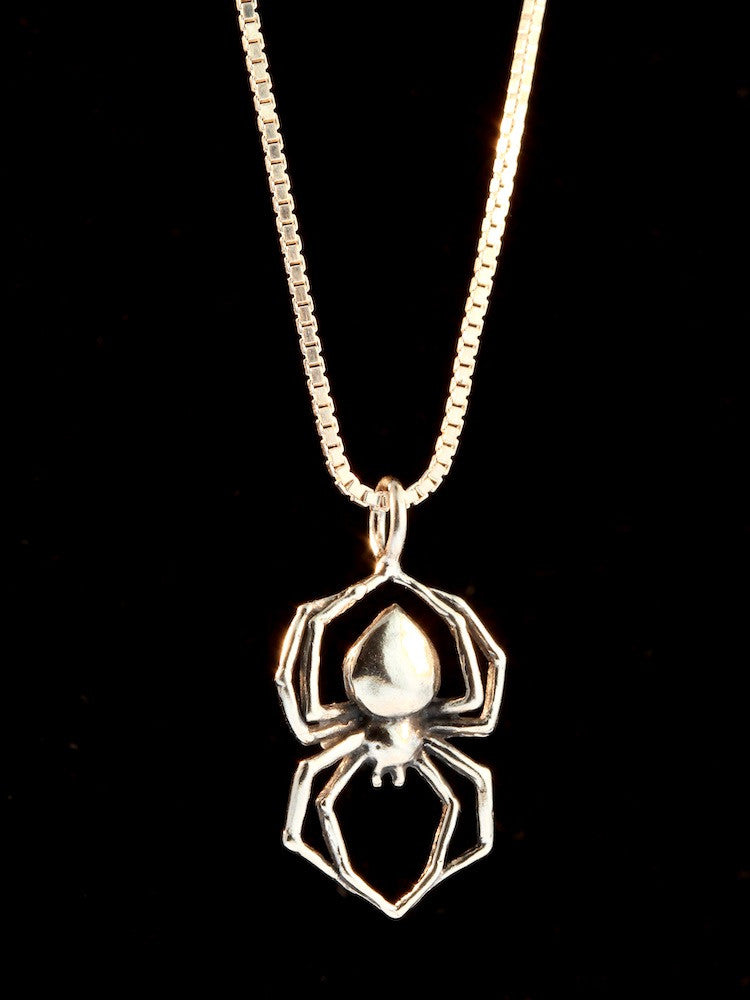 Black Widow Spider Charm - Silver