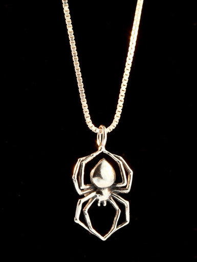 Black Widow Spider Charm - Silver