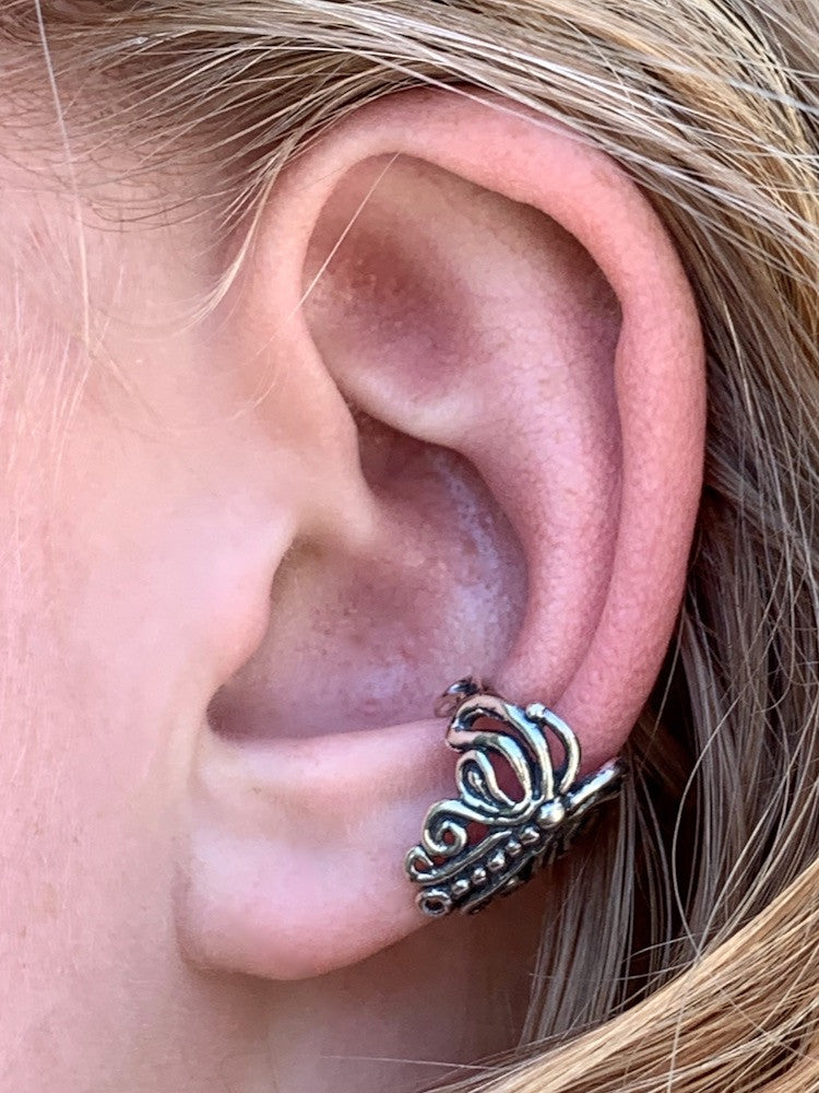 Butterfly Ear Cuff Chevron in Silver