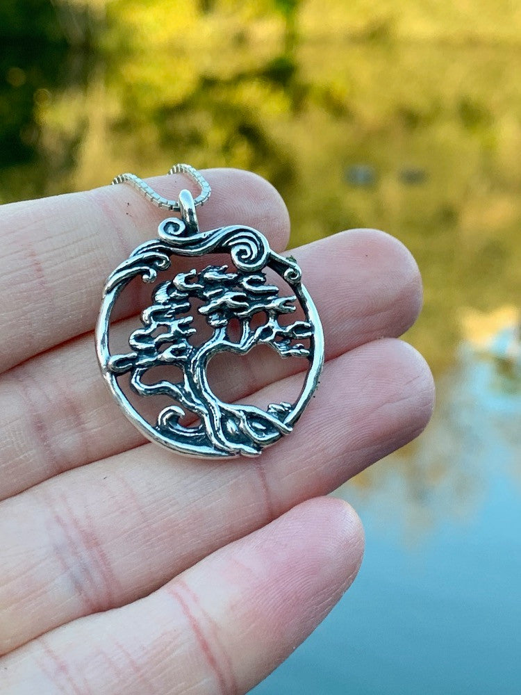 Cypress - Bonsai Tree Pendant - Sterling Silver