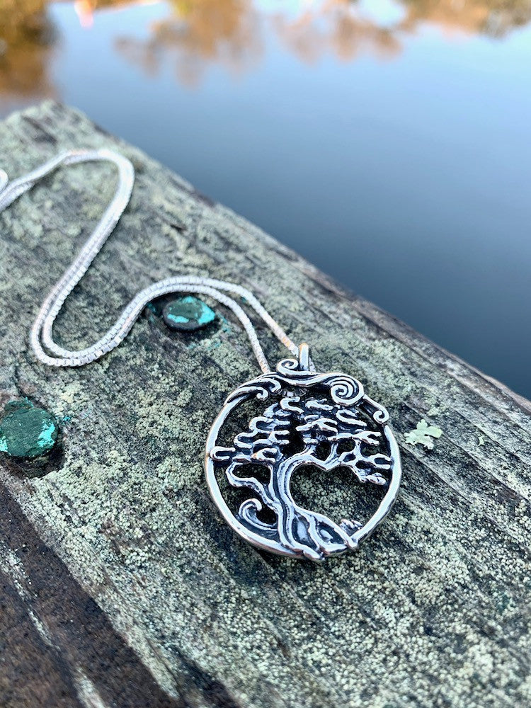 Cypress - Bonsai Tree Pendant - Silver