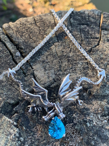 Eternity Dragons with Laser Cut Blue Topaz - Silver