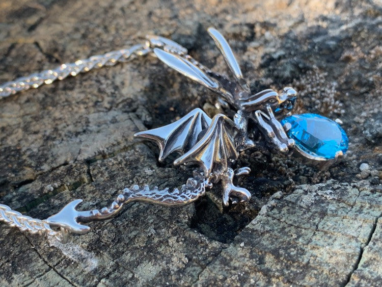 Eternity Dragon with Blue Topaz - Silver