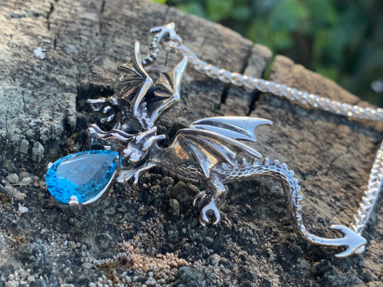 Eternity Dragon with Blue Topaz - Silver
