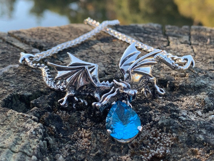 Eternity Dragon with Blue Topaz - Silver