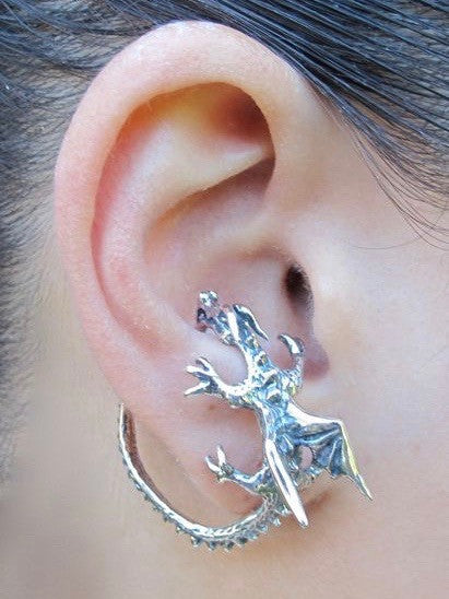 Dragon Whisperer Ear Cuff Hoop Silver