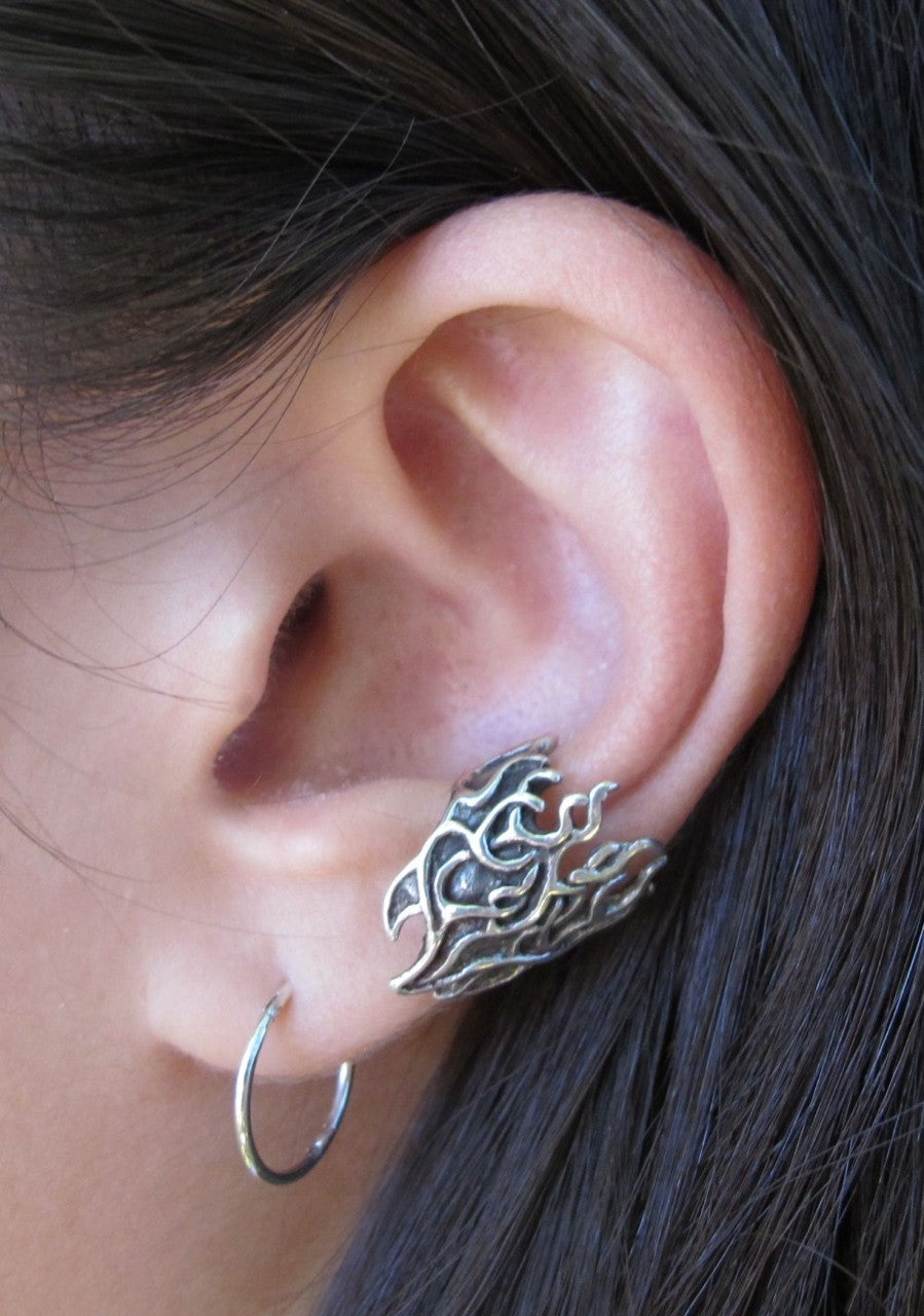 Flame Ear Cuff in Silver