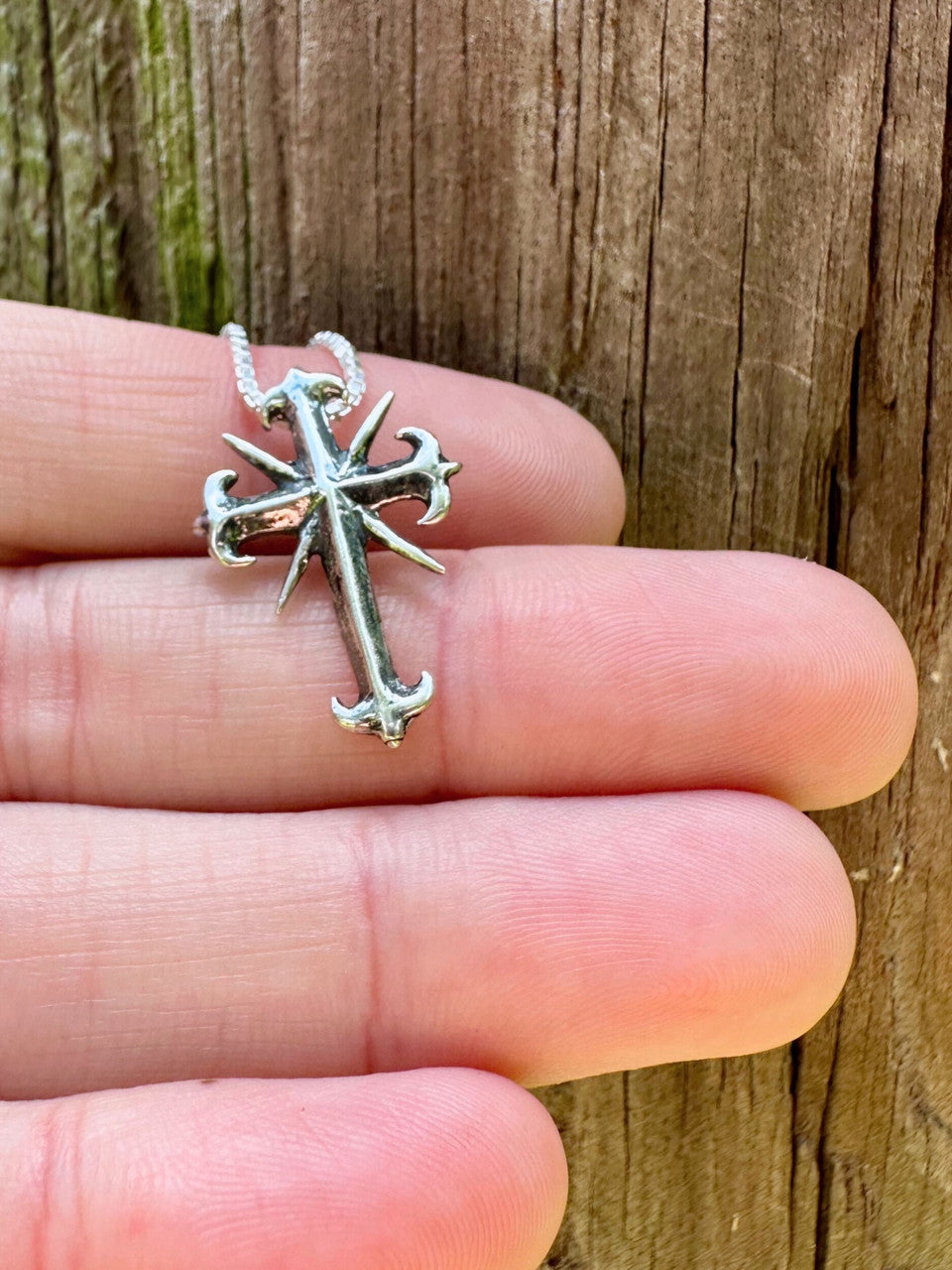 Gothic Cross Charm - Silver