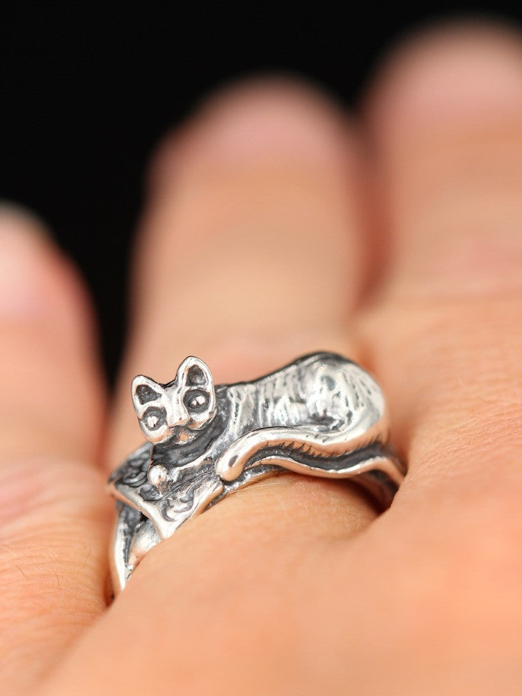 Magic Carpet Cat Ring - Silver