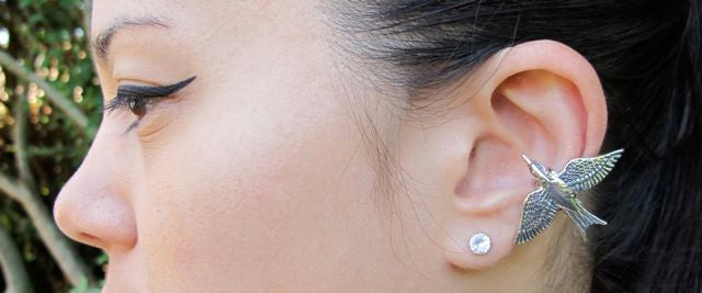 Mocking Jay Ear Cuff in Silver