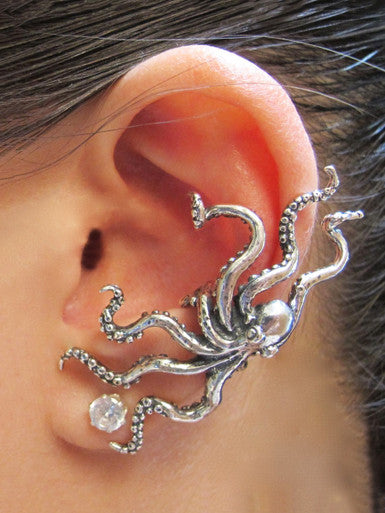 Octopus Ear Cuff - Sterling Silver