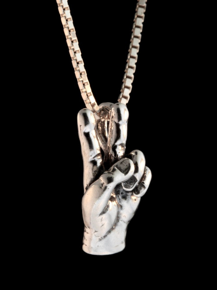 Peace Hand Sign Charm - Silver