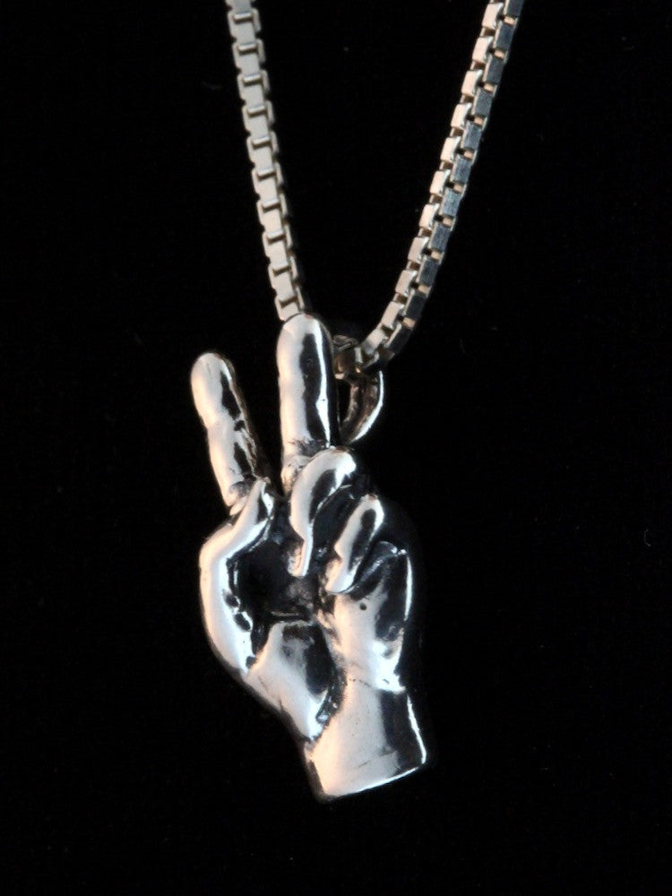 Peace Hand Sign Charm - Silver