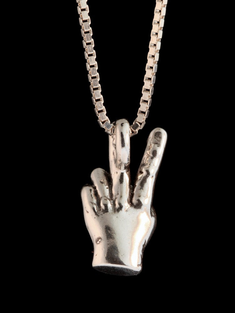 Peace Hand Sign Charm - Silver