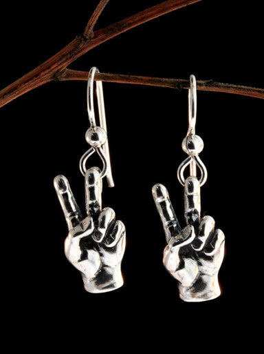 Peace Love Sign Earrings - Sterling Silver