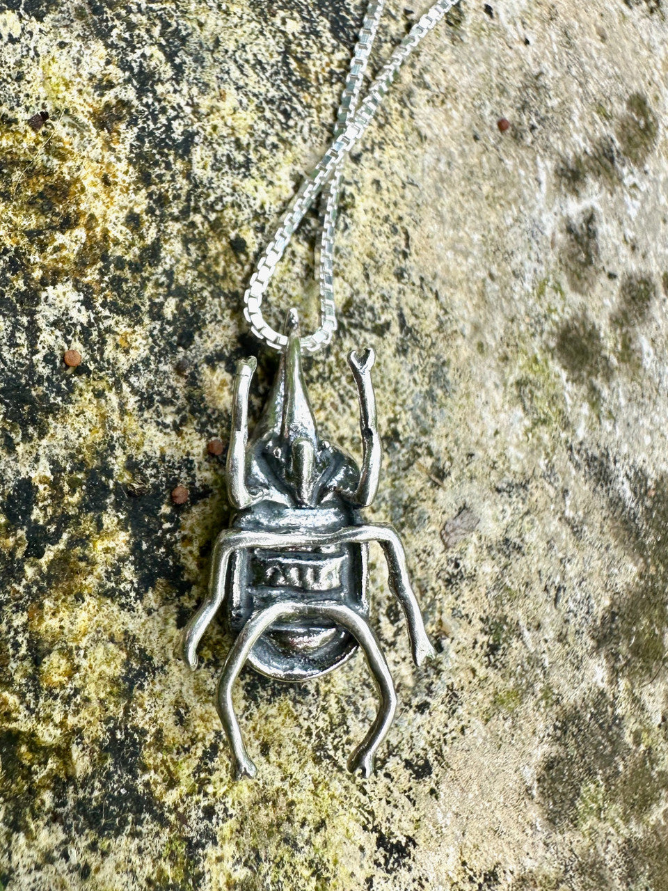 Rhinoceros Beetle Charm in Silver