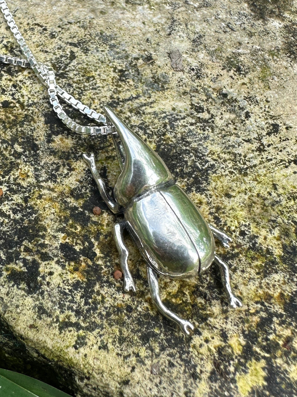Rhinoceros Beetle Charm in Silver