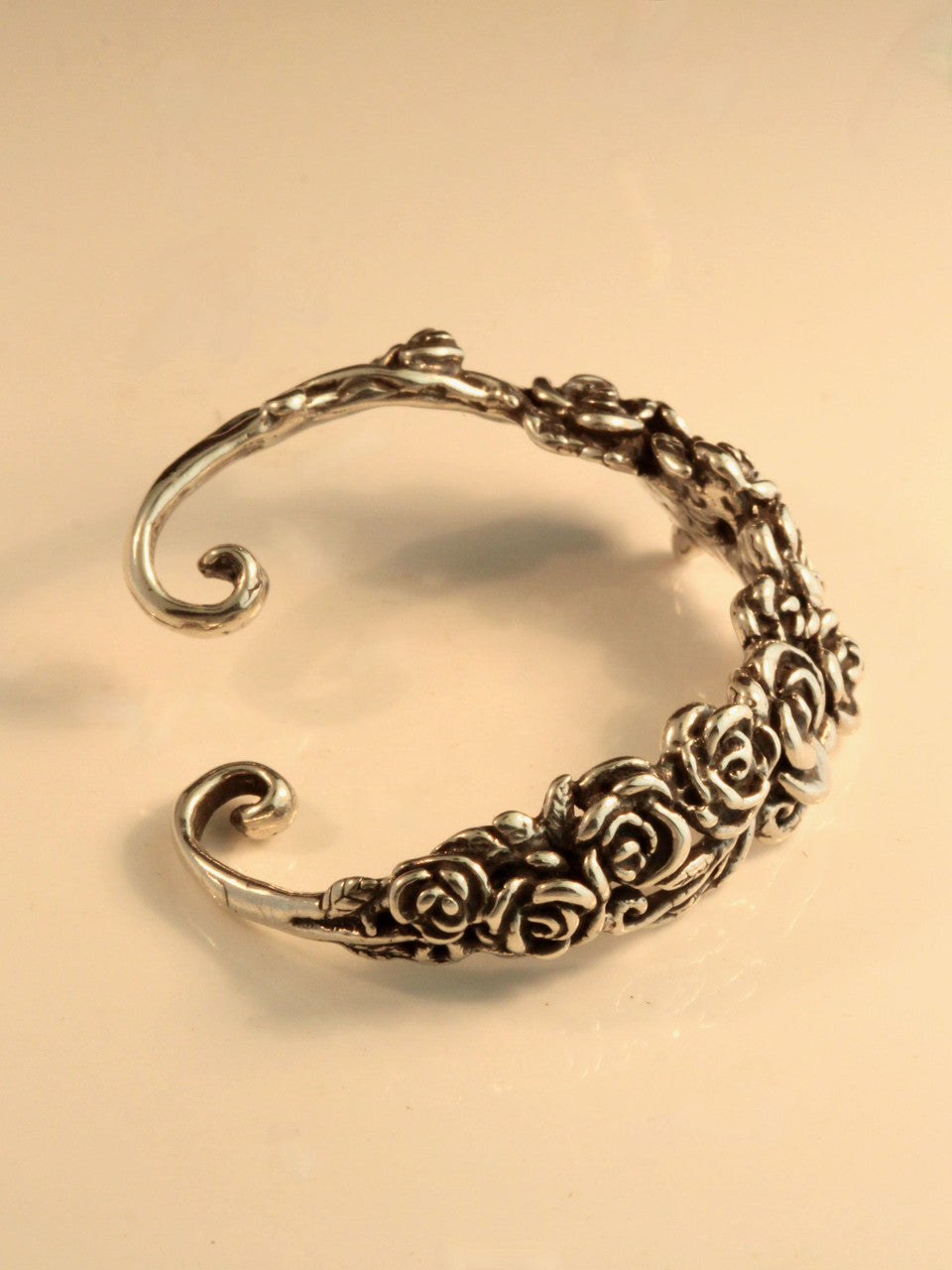Rose Tendril Ear Hoop - Silver