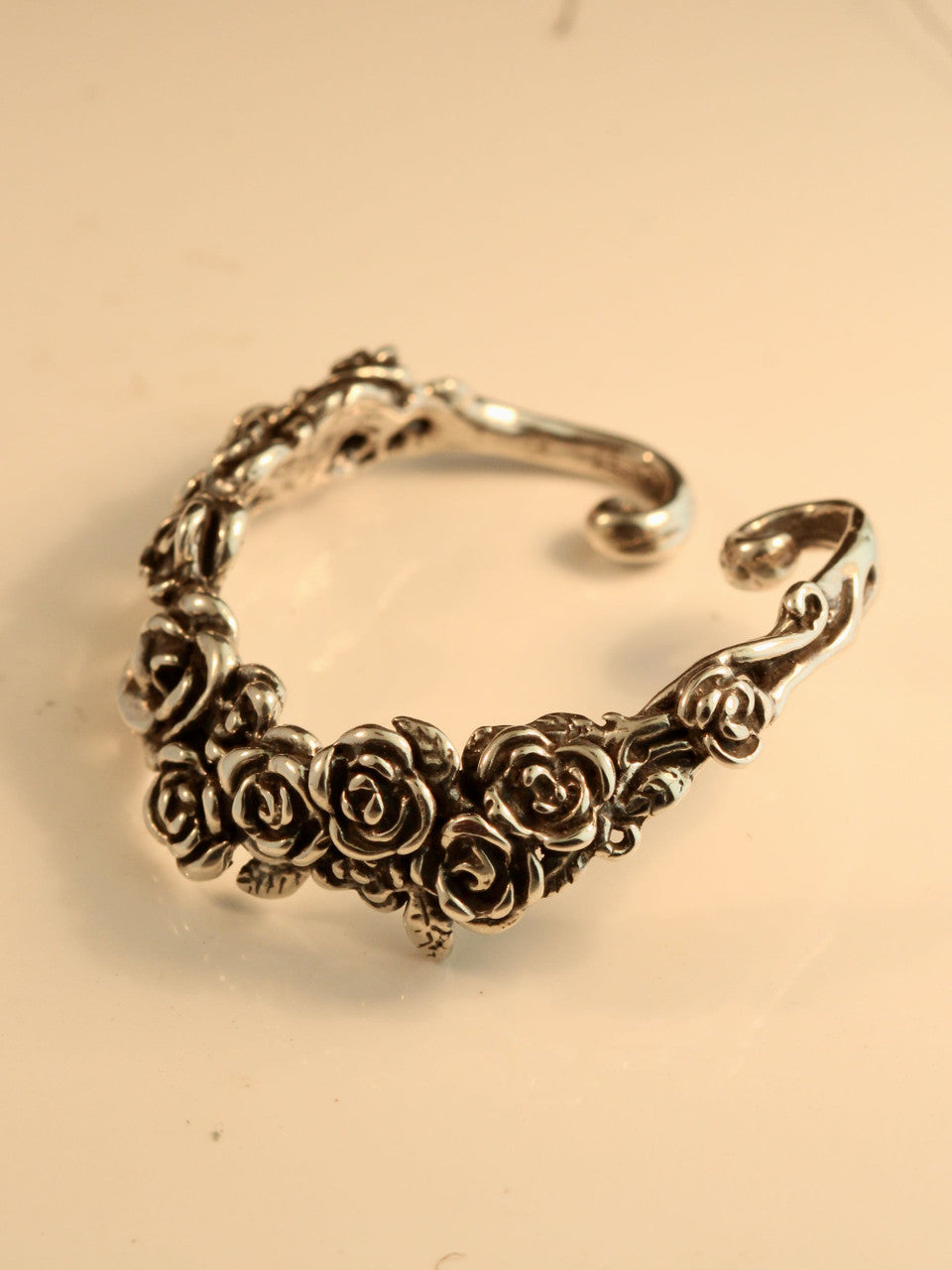 Rose Tendril Ear Hoop - Silver
