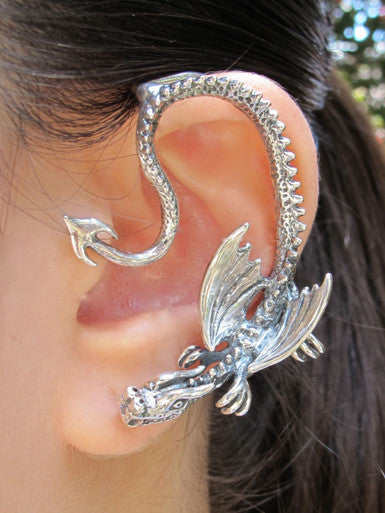 Throne Dragon Ear Wrap - Silver