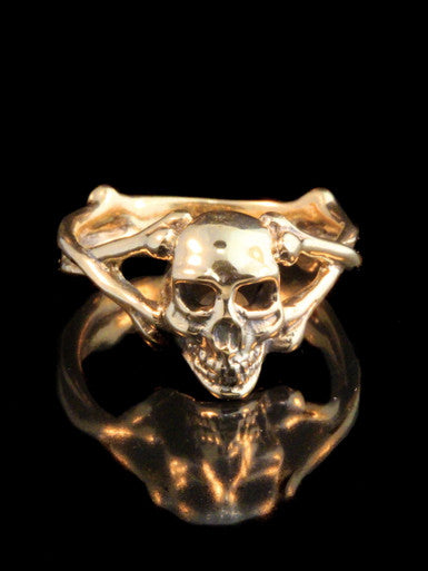 Medium Skull and Crossbones Ring - 14k Gold