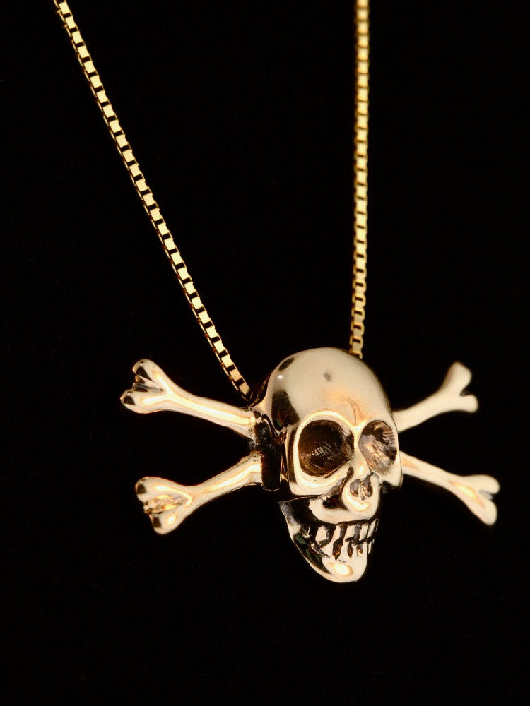 Gold Skull and Crossbone Pendant - 14k Gold
