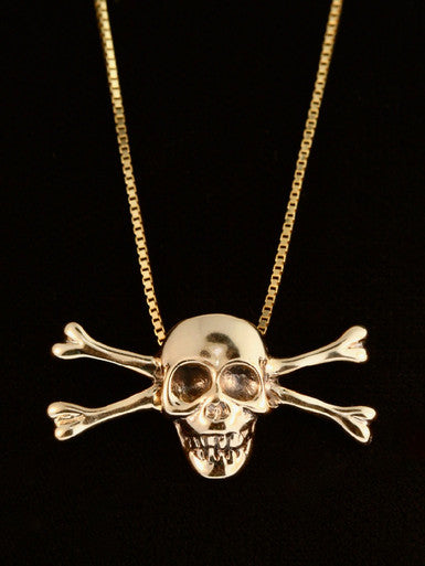 Skull and Crossbones Pendant - 14k Gold