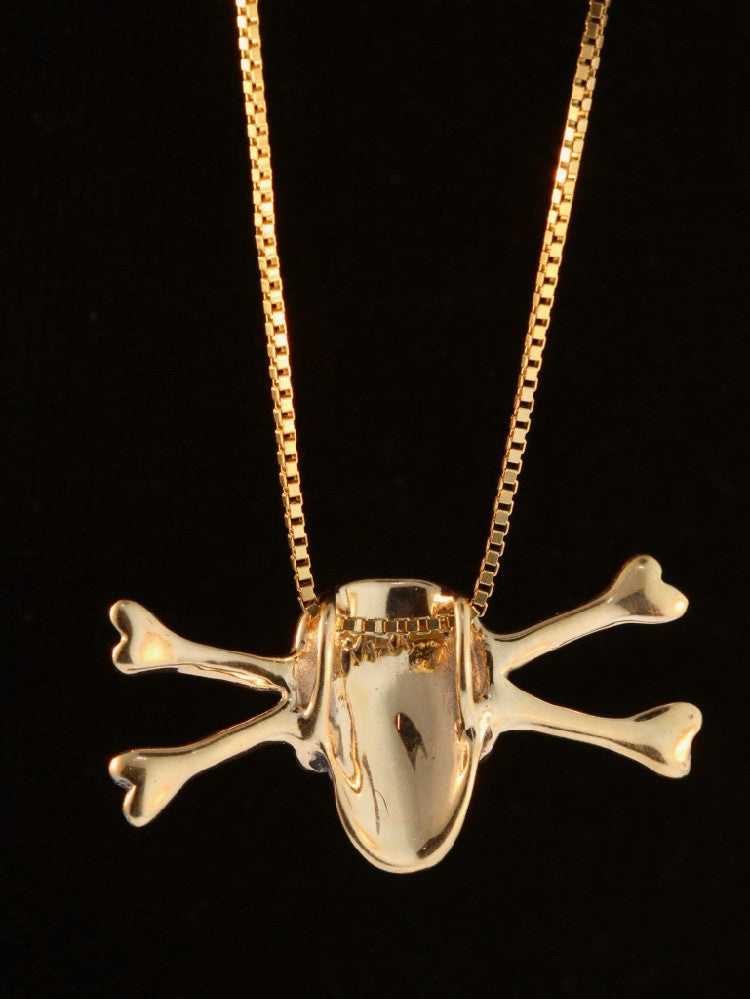 Gold Skull and Crossbone Pendant - 14k Gold