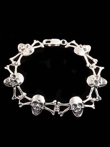 Skull and Crossbones Choker - 10 Links - Silver