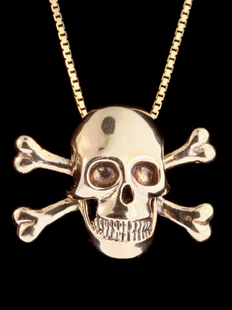 Large Skull and Crossbones Pendant in Gold