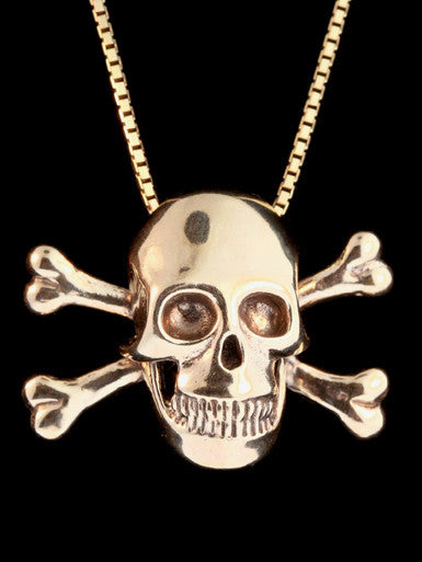 Large Skull and Crossbones Pendant - 14K Gold