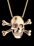 Large Skull and Crossbones Pendant - 14K Gold