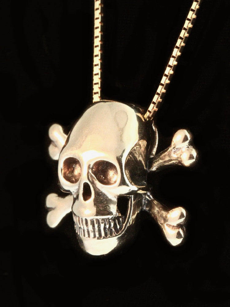 Large Skull and Crossbones Pendant in Gold